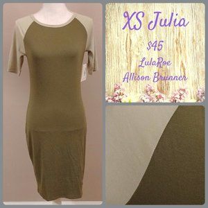 3/$50 - Army Green Lularoe Julia Dress - XS - NWT